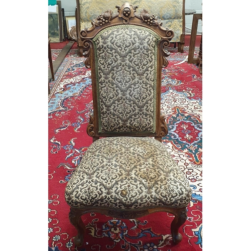 257 - A 19th Century Walnut show frame Hall Chair on carved cabriole front supports. W 53 x SH 34 x BH 99 ... 