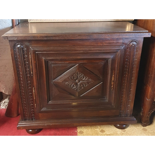 29 - A good 19th Century Oak single door Cupboard with highly carved front. W 89 x 47 x H 79 cm approx.