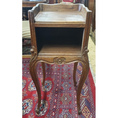 39 - A 19th Century Walnut Side Table with gallery top and carved cabriole supports. W 34 x 34 x H 79 cm ... 