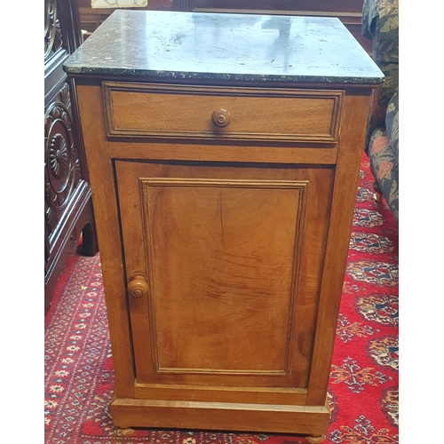 42 - A 19th Century Walnut Side Cabinet with single door and single frieze drawer with timber knobs and m... 