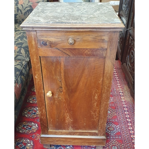 69 - A 19th Century Walnut single door Side Cabinet with blank drawer frieze. 41 x 34 x H 82 cm approx. (... 