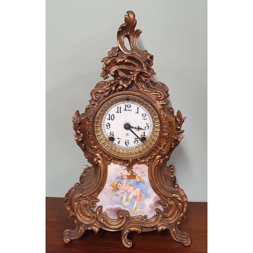 73 - A good Continental Mantel Clock with Sevres style panel base. H 37 cm approx.