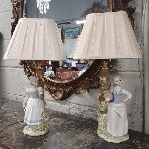 86 - A good pair of Spanish style Figural Table Lamps. H 36 cm approx.