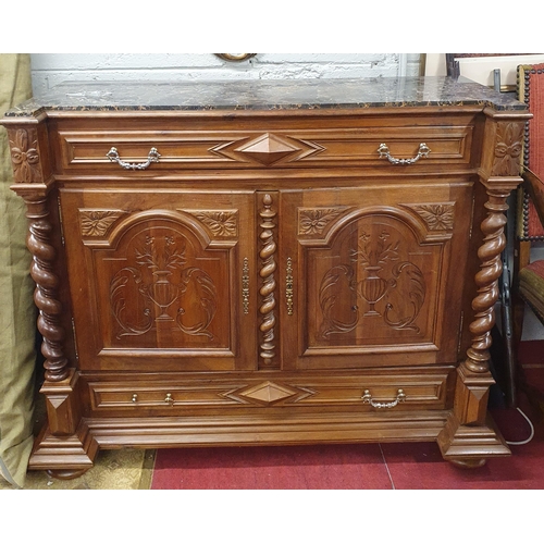 89 - A good 19th Century Walnut two door side Cabinet with barley twist supports single frieze drawer and... 