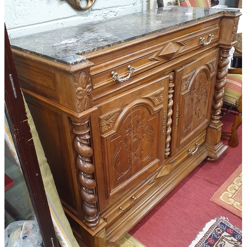 89 - A good 19th Century Walnut two door side Cabinet with barley twist supports single frieze drawer and... 