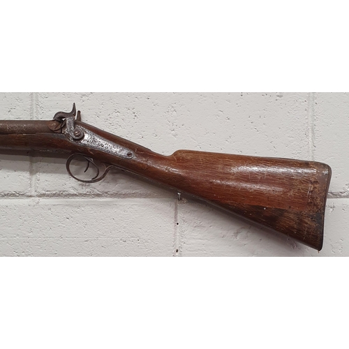 96 - A good 19th Century Flintlock double barrelled shotgun. Decommissioned.