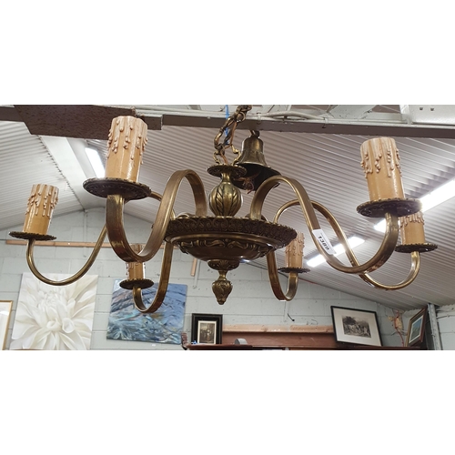 1389 - A reproduction six branch Chandelier.