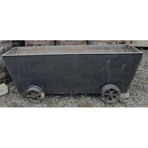 1390 - A very rare 19th Century Cast Iron Miner's tunnel Cart of unbelievable weight. 
W 64 x L 198 x H 67 ... 