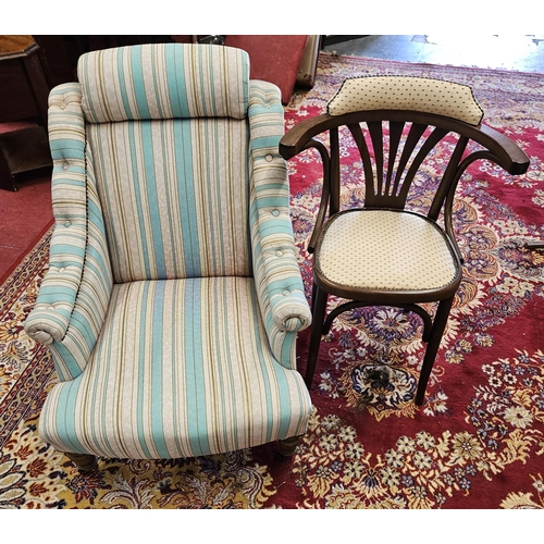 1399 - A 19th Century easy Armchair along with a bentwood Armchair.