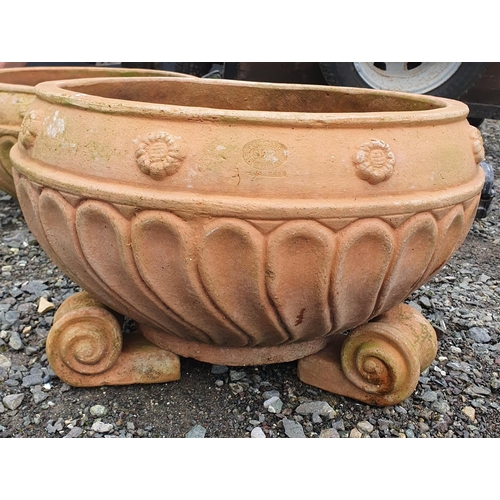 1405 - A really good pair of Italian Terracotta Pots on stands with a highly molded outline.
H 35 x D 54 cm... 