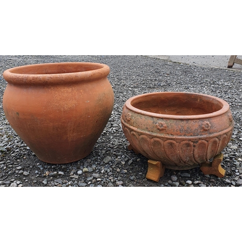 1406 - A good Italian made Terracotta Pot along with another larger example. H 36 x D 39 cm approx.