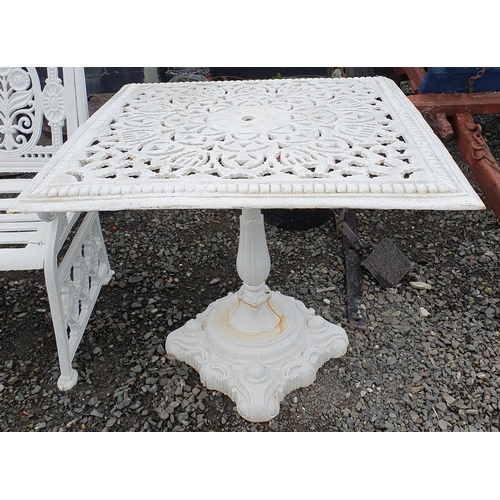 1416 - A very heavy Cast Iron Table with pierced outline.
W 89 x 89 x H 75 cm approx.