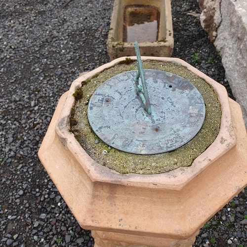 1437 - A 19th Century Sundial with pineapple effect exterior. 
H 90 x W 34 cm approx.