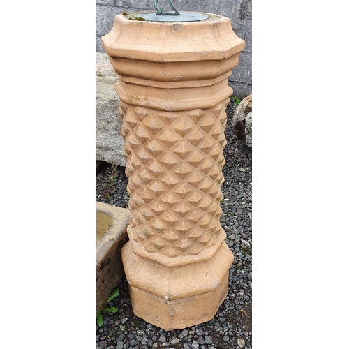 1437 - A 19th Century Sundial with pineapple effect exterior. 
H 90 x W 34 cm approx.