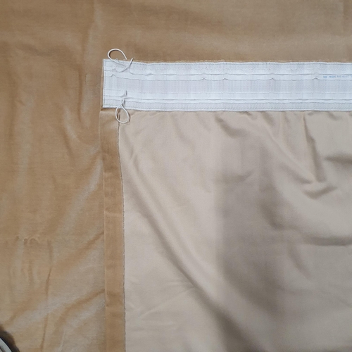 1464 - A Pair of Light Tan coloured Velvet Curtains.
Pleated Top Width 220 x Length 210 cm approx.