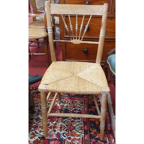 1530 - A 20th Century Arts and Crafts Chair along with a 19th Century Georgian half moon hobbit table (redu... 