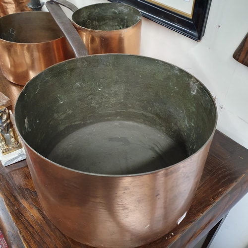 50 - A Superb quantity of 19th Century Copper Wares to include an extremely large lidded saucepan, three ... 