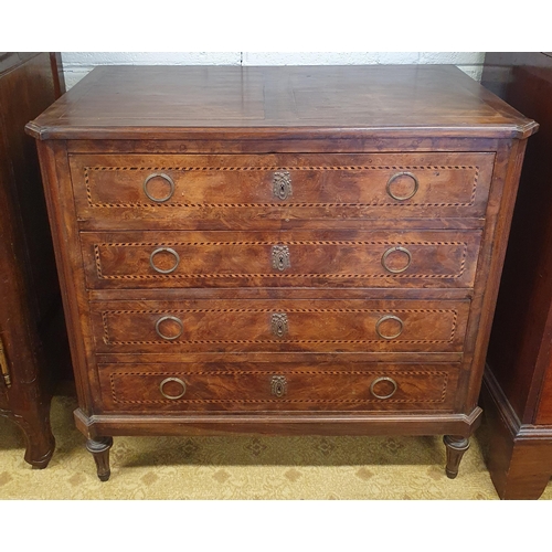 37 - A 19th Century Mahogany Chest of neat proportions with inlaid front and canted corners.
 W 90 x D 52... 