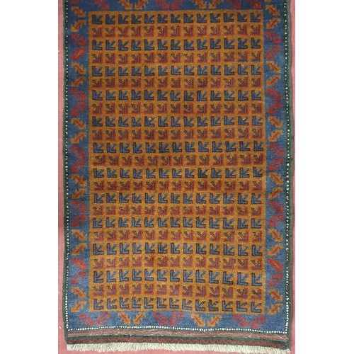 21 - An Afghan Balochi nomadic Rug with a unique all over design. W 86 x L 140 cm approx.