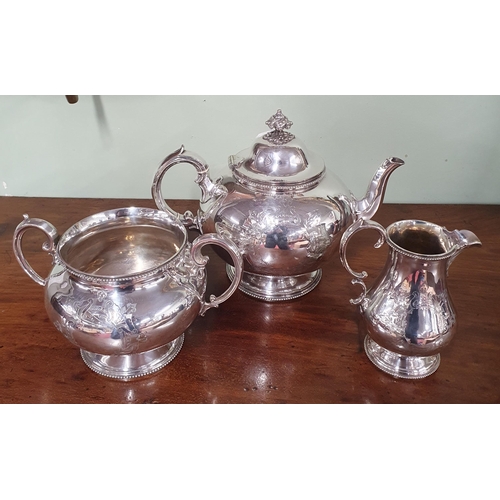 60 - A good armorial embossed Silver plated Tea Set.