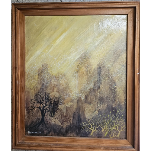 78 - A 20th Century abstract Oil on Canvas of a country scene. Signed Bourier LL and dated '99. 55 x 45 c... 