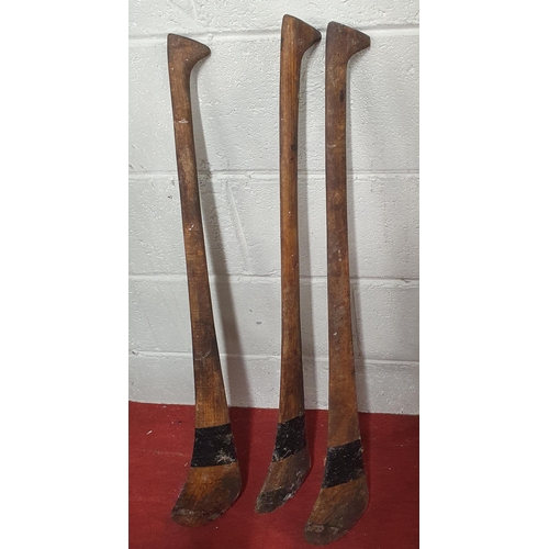 97 - Three early 20th Century Ash Hurls. Well used.