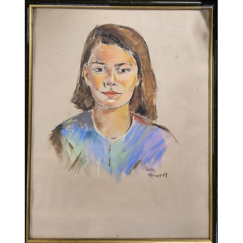 119 - A 20th Century Chalk and Pastel of a Woman. Signed Ramos Marchio LR and dated '89. 58 x 45 cm approx... 