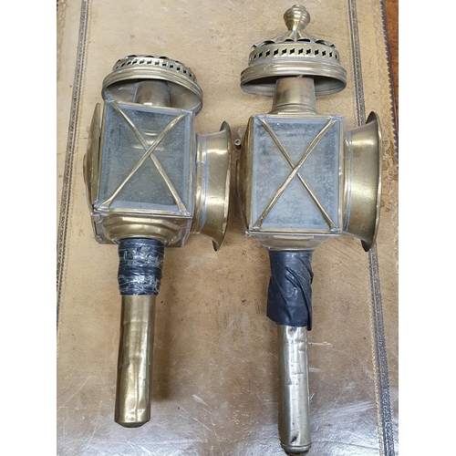 236 - A pair of 19th Century Brass Coaching Lamps.