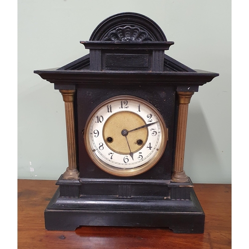 230 - A 19th Century Ebonised Mantel Clock along with a quantity of stoneware and a last.