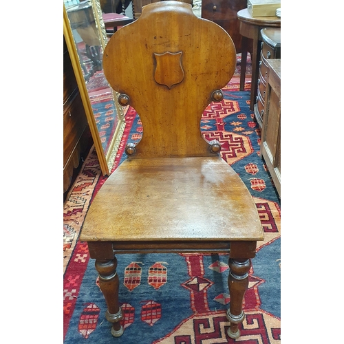 270 - A Pair of 19th Century Mahogany Hall Chairs with shield back on turned supports. W 45 x SH 43 x BH 8... 