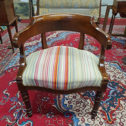 261 - A 19th Century Oak Office Tub Chair on turned supports. W 62 x SH 48 x BH 76 cm approx.