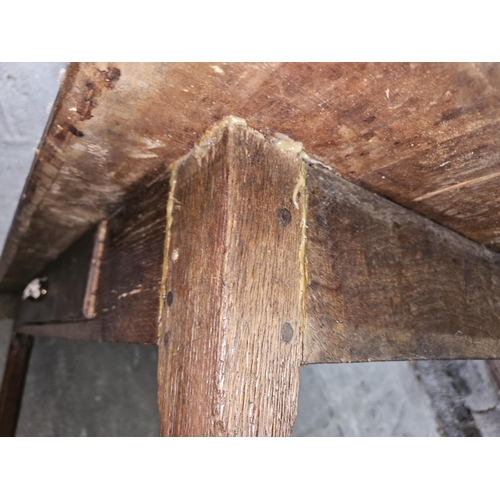 295 - A good 19th Century provincial kitchen Table with side drawer, on square supports and peg joints.