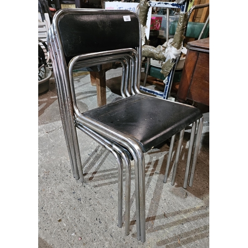 290 - A set of six retro Chrome framed stacking Chairs.