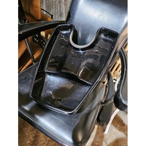 289 - Two retro hair dressing Chairs and a neck tray.