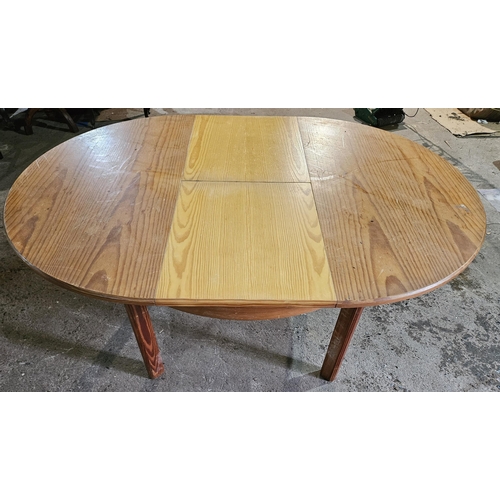 316 - A Pine single leaf Table on square supports.