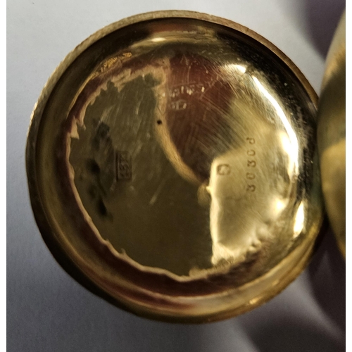 375 - An 18ct Gold fob Watch with a highly etched outline seems to be keeping good time.