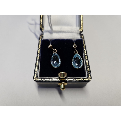 370 - A pair of 9ct Gold and Topaz drop Earrings.