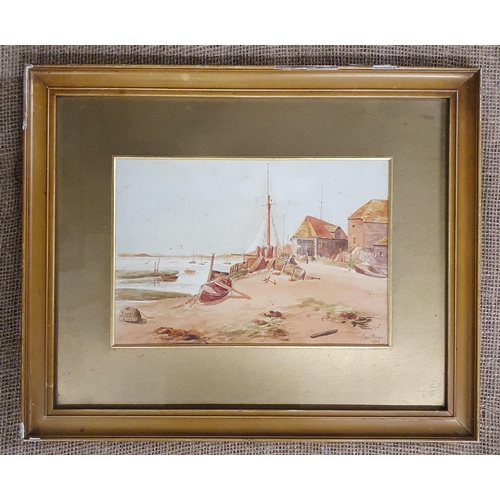 368A - A 19th Century Watercolour by Cecil Pimm of an estuary scene with a man sitting on a fence, signed L... 