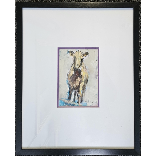 364 - Con Campbell (Irish), 'Nosey Cow' Oil on Card signed lower right. Overall measurement 54 x 44 cm app... 