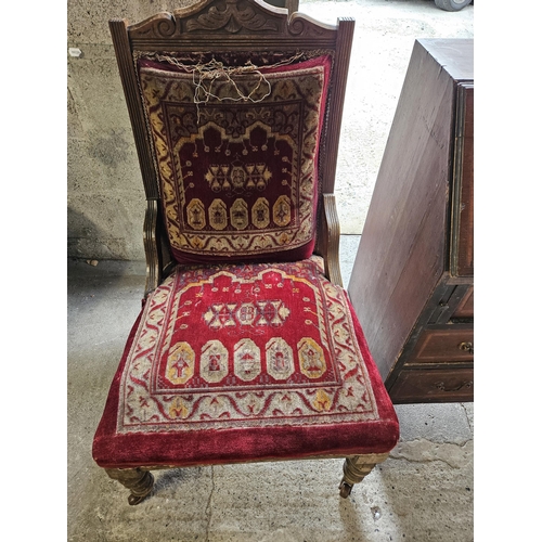 447 - An Edwardian Mahogany and inlaid Bureau along with an early 20th Century Chair.