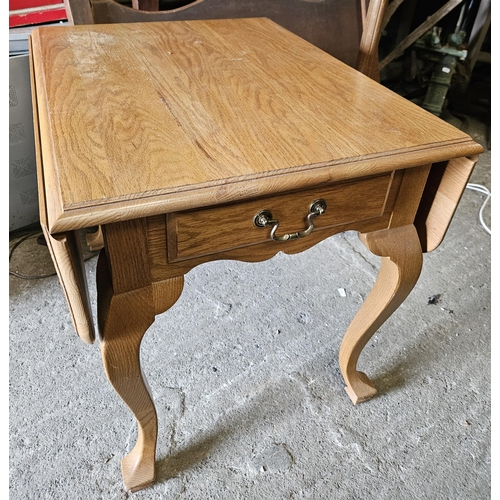 446 - A Reproduction Oak drop leaf Table along with other items.