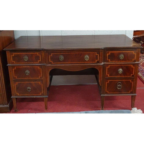 1506 - A really good Edwardian Mahogany and Inlaid Desk with brass gallery back with single frieze kneehole... 