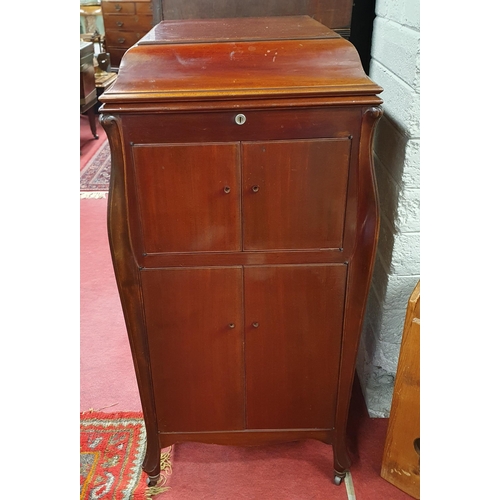 12 - An Edwardian Mahogany Gramophone case converted to a Drinks Cabinet. 
W 54 x D 58 x H 109 cm approx.