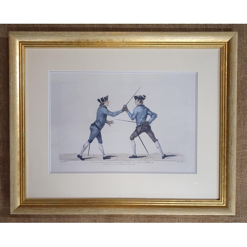 18 - Two well framed coloured Prints of Duelling. 52 x 65 cm approx.