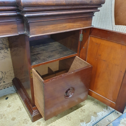 29 - A 19th Century Mahogany Pedestal Sideboard with arch top panel front doors. W 200 x D 71 x H 99 cm a... 