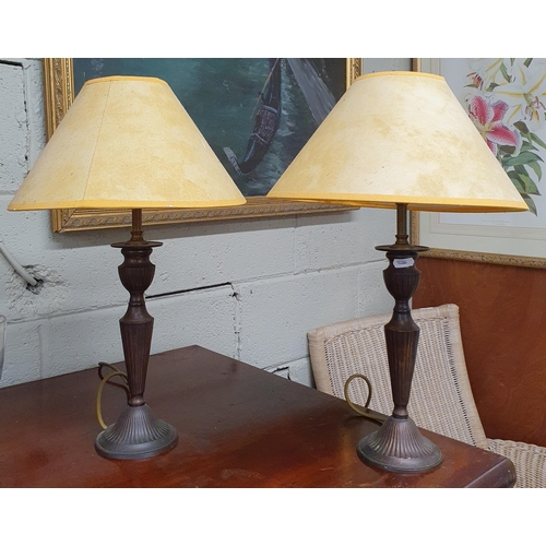 34 - A pair of Metal Table Lamps. H 49 x D 29 cm approx.