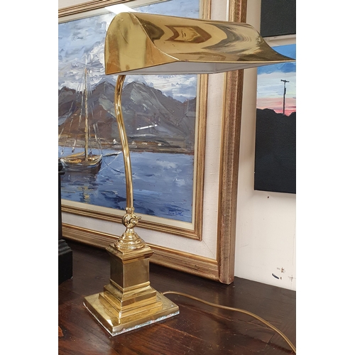 49 - 20th Century Brass Desk Lamp with adjustable shaft. H 52 cm approx.