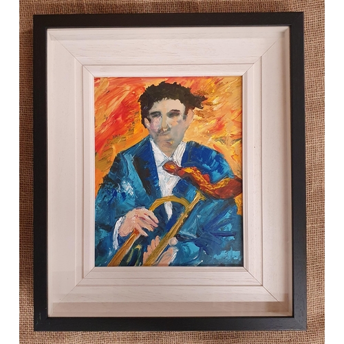 57 - Declan Marry, Irish. A 20th Century Oil on Canvas of a Musician. 28 x 22 cm approx.