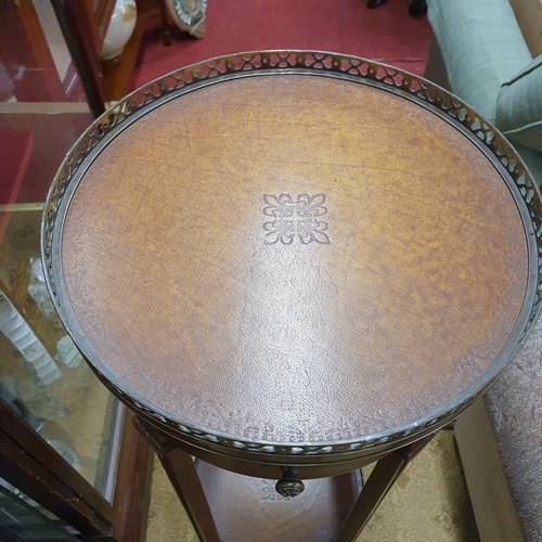 58 - 20th Century Walnut and Burr Walnut Veneered Plant Stand with single frieze drawer and brass gallery... 