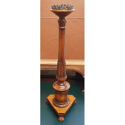 59 - A Good Metal Urn Shaped Table Lamp with shade along with a pricket stand. H74 x D 40 cm approx.